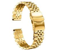 BOLEXA Correa de reloj de acero inoxidable de 18, 19, 20, 21, 22, 23, 24, 26, 28 y 30mm de ancho, correa Universal de cabeza plana de lujo de gran tamaño y calidad (Color : Gold, Size : 21mm)