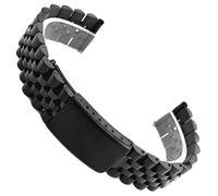 BOLEXA Correa de reloj de acero inoxidable de 18mm, 20mm, 22mm, interfaz plana, pulsera de Metal, hebillas plegables, correas universales, accesorios (Color : negro, Size : 22mm)