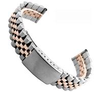 BOLEXA Correa de reloj de acero inoxidable de 18mm, 20mm, 22mm, interfaz plana, pulsera de Metal, hebillas plegables, correas universales, accesorios (Color : Silver rose gold, Size : 22mm)