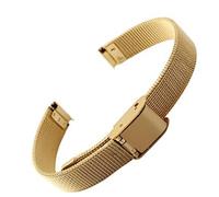BOLEXA Correa de reloj de acero inoxidable de malla pequeña, correas de pulsera for niños de 6mm, 8mm, 10mm, 12mm, plata, oro (Color : Gold, Size : 8mm)
