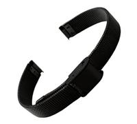 BOLEXA Correa de reloj de acero inoxidable de malla pequeña, correas de pulsera for niños de 6mm, 8mm, 10mm, 12mm, plata, oro (Color : negro, Size : 12mm)