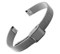 BOLEXA Correa de reloj de acero inoxidable de malla pequeña, correas de pulsera for niños de 6mm, 8mm, 10mm, 12mm, plata, oro (Color : Silver, Size : 10mm)
