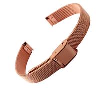BOLEXA Correa de reloj de acero inoxidable de malla pequeña, correas de pulsera for niños de 6mm, 8mm, 10mm, 12mm, plata, oro (Color : Rose Gold, Size : 12mm)