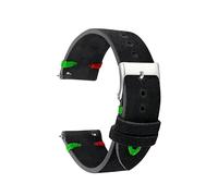 BOLEXA Correa de reloj de cuero genuino de gamuza Vintage correas de reloj negras 18mm 20mm 22mm for mujeres y hombres accesorios de reloj(Black-Red Green Line,18mm)