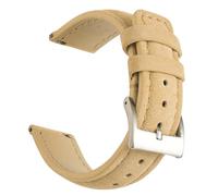 BOLEXA Correa de reloj de gamuza de 18 mm, 20 mm y 22 mm, correa de reloj de cuero genuino de liberación rápida, accesorios de pulsera suave for hombres(Beige,18mm)