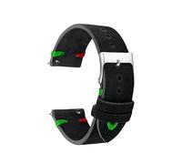 BOLEXA Correa de Reloj de Piel de Ante auténtica for Hombre y Mujer, Correas de Reloj de 18mm, 20mm y 22mm, Accesorios for Cinturones(Black-Red Green Line,20mm)