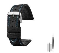 BOLEXA Correa Reloj Lienzo, Correa de reloj de nailon Línea negra naranja/roja/azul Verde militar 20 mm, 22 mm 24 correas de cuero transpirable Bandas de repuesto de tela ajustables Correa de reloj de