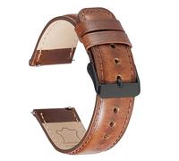 BOLEXA reloj correa de cuero Correa de reloj de cuero genuino con cera de aceite Vintage, pulsera de piel de vaca que cambia de Color de 20mm y 22mm, correa de muñeca clásica for hombres y mujeres(Lig