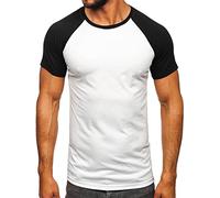 BOLF Hombre Camiseta de Manga Corta de Algodón Escote Redondo T-Shirt Básico Deporte Slim Fit Ocio Outdoor Estilo Diario 8T82 Blanco-Negro XL [3C3]