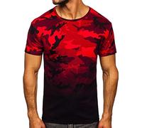 BOLF Hombre Camiseta de Manga Corta Estampado Impresión Escote Redondo T-Shirt Liso Camiseta de Algodón Print Crew Neck Logo Deporte Entrenamiento Estilo Urbano S808 Rojo M [3C3]