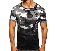 BOLF Hombre Camiseta de Manga Corta Estampado Impresión Escote Redondo T-Shirt Liso Camiseta de Algodón Print Crew Neck Logo Deporte Entrenamiento Estilo Urbano S808 Gris M [3C3]