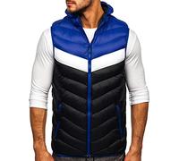 BOLF Hombre Chaleco acolchado Cierre de Cremallera Cuello elevado Chaqueta sin Manga Cazadora Plumifero Jogging Zip Outdoor Estilo Deportivo HDL88004 Azul oscuro M [4D4]