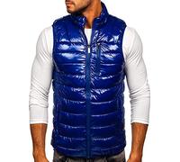 BOLF Hombre Chaleco acolchado Cierre de Cremallera Cuello elevado Chaqueta sin Manga Cazadora Plumifero Jogging Zip Outdoor Estilo Deportivo R0109A Azul M [1U1]