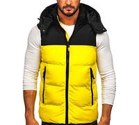 BOLF Hombre Chaleco acolchado con Capucha Cazadora Cierre de Cremallera Chaqueta sin Manga Cuello Elevado Estilo Deportivo 1189 Amarillo M [1U1]