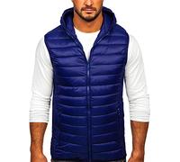 BOLF Hombre Chaleco acolchado con Capucha Cazadora Cierre de Cremallera Cuello Elevado Estilo Deportivo LY36 Azul Oscuro XL [4D4]