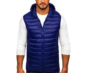 BOLF Hombre Chaleco acolchado con Capucha Cazadora Cierre de Cremallera Cuello Elevado Estilo Deportivo LY36 Azul Oscuro XL [4D4]