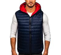 BOLF Hombre Chaleco acolchado con Capucha Cierre de Cremallera Chaqueta sin Manga Cazadora Plumifero Jacket Jogging Zip Outdoor Estilo Deportivo 7106 Azul Oscuro L [1U1]