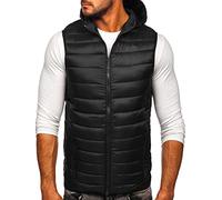 BOLF Hombre Chaleco acolchado con Capucha Cierre de Cremallera Chaqueta sin Manga Cazadora Plumifero Jacket Jogging Zip Outdoor Estilo Deportivo 13072 Negro M [1U1]