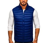 BOLF Hombre Chaleco acolchado con Capucha Cierre de Cremallera Cuello alto sin Manga Ropa Abrigo Plumíferos Deporte Chaqueta Básico Outdoor Estilo Casual LY32 Azul oscuro L [4D4]