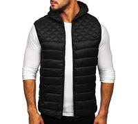 BOLF Hombre Chaleco acolchado con Capucha Cierre de Cremallera Cuello elevado Chaqueta sin Manga Cazadora Plumifero Jogging Zip Outdoor Estilo Deportivo HDL88003 Negro L [1U1]