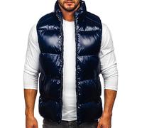 BOLF Hombre Chaleco acolchado Grueso Cierre de Cremallera Chaqueta sin Manga Plumifero Jogging Zip Outdoor Estilo Deportivo 9968 Azul Oscuro S [1U1]