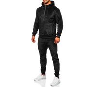 BOLF Hombre Chándal de Velour Trucksuit Traje Workout Entrenamiento Fitness Sudadera Jersey Blusa Pantalón Estilo Deportivo 3B115 Negro M [4D4]