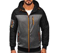 BOLF Hombre Chaqueta acolchada de Entretiempo Cierre de Cremallera Cazadora Bomber Ropa de Abrigo Plumas Jacket Outdoor Básico Estilo Deportivo 8M902 Negro M [4D4]