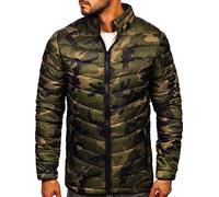 BOLF Hombre Chaqueta acolchada de Entretiempo Cierre de Cremallera Cazadora Ropa de Abrigo Plumas Bomber Fitness Outdoor Básico Estilo Deportivo SM80 Verde M [4D4]