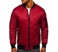 BOLF Hombre Chaqueta acolchada de Entretiempo Cierre de Cremallera Cuello alto Cazadora Plumíferos Deporte Chaqueta de Ocio Básico Outdoor Estilo Casual MY-01 Burdeos M [4D4]