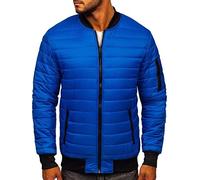 BOLF Hombre Chaqueta acolchada de Entretiempo Cierre de Cremallera Cuello alto Cazadora Plumíferos Deporte Chaqueta de Ocio Básico Outdoor Estilo Casual MY-02 Azul M [4D4]
