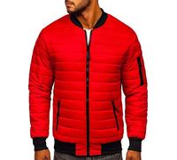 BOLF Hombre Chaqueta acolchada de Entretiempo Cierre de Cremallera Cuello alto Cazadora Plumíferos Deporte Chaqueta de Ocio Básico Outdoor Estilo Casual MY-02 Rojo XL [4D4]