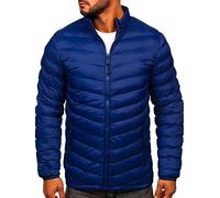 BOLF Hombre Chaqueta acolchada de Entretiempo con Capucha Cierre de Cremallera Cuello alto Cazadora Plumíferos Deporte Chaqueta de Ocio Básico Outdoor Estilo Casual SM70 Blu L [4D4]