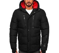 BOLF Hombre Chaqueta De Invierno con Capucha Cierre de Cremallera y Botones Acolchada Ropa de Abrigo Jacket Cazadora Plumas Ocio Deporte Fitness Estilo Casual 5M771 Negro M [4D4]