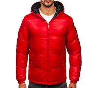 BOLF Hombre Chaqueta De Invierno Para Acolchada Con Capucha De Plumas Deportiva Con Cremallera Calidez Ocio Al Aire Libre Estilo Informal Básico 5M3198 Rojo L [4D4]