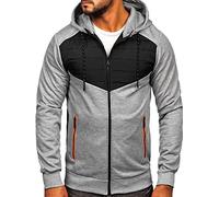 BOLF Hombre Chaqueta Deportiva cortavientos con Capucha Cierre de Cremallera Cazadora Ropa de Abrigo Plumas Bomber Fitness Outdoor Básico Estilo Deportivo KS2149 Gris L [4D4]