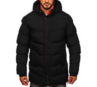 BOLF Hombre Chaqueta Parka De Invierno con Capucha Cierre de Cremallera y Botones Acolchada Ropa de Abrigo Jacket Cazadora Plumas Ocio Deporte Fitness Estilo Casual 7330 Negro S [4D4]