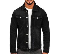 BOLF Hombre Chaqueta Vaquera Cierre de Botones Denim Entretiempo Impresión Jeans Cazadora Plumas Jacket Sweater Chaqueta de algodón Ocio Estilo Diario 200 Grafito XXL [4D4]