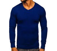 BOLF Hombre Jersey Cerrado Escote de Pico Corte clásico Pulóver Sweatshirt Cazadora Ropa de Abrigo Vestido Estilo Diario YY03 Azul S [5E5]