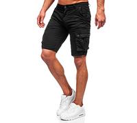 BOLF Hombre Pantalón Corto Cargo Shorts Pantalones de Algodón Bermudas Print Básicos Pantalón Corto de Fitness Estilo Urbano BB70012 Negro S [7G7]