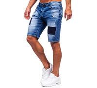 BOLF Hombre Pantalón Corto Vaquero Cargo Deportivo Denim Shorts Bermudas Pantalón de Algodón Corto Sombreado Rotos Tejano Verano Slim Fit Estilo Urbano MP0037B Negro M [7G7]