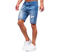 BOLF Hombre Pantalón Corto Vaquero Pantalones Vaqueros Denim Shorts Bermudas Pantalón de Algodón Desgastado Pantalón de Ocio Slim Fit Estilo Urbano [7G7]