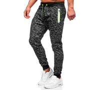BOLF Hombre Pantalón de Chándal Jogger Pantalones Deportivos Impresión Pantalones Holgados Running Entrenamiento Fitness Print Regular Fit Estilo Urbano 55037 Negro XXL [6F6]