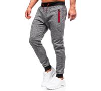 BOLF Hombre Pantalón de Chándal Jogger Pantalones Deportivos Impresión Pantalones Holgados Running Entrenamiento Fitness Print Regular Fit Estilo Urbano 55037 Grafito L [6F6]