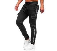 BOLF Hombre Pantalón de Chándal Jogger Pantalones Deportivos Pantalones Holgados Running Entrenamiento Fitness Regular Fit Estilo Urbano JX8715 Negro XXL [6F6]