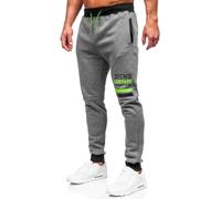 BOLF Hombre Pantalón Deportivo Pantalones De Chándal Estampado Jogger Pantalones Holgados de Algodón Entrenamiento Fitness Jogging Print Slim Fit Estilo Urbano AM108 Grafito L [6F6]