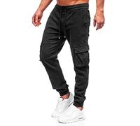BOLF Hombre Pantalón Vaquero Cargo Jogger Denim Jeans Pantalón de Mezclilla Skinny Vaqueros de Algodón Tejano Regular Fit Outdoor Estilo Diario MP0105N Negro XL [6F6]