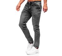 BOLF Hombre Pantalón Vaquero Jogger Denim Jeans de Algodón Sombreado Pantalón de Mezclilla Regular fit Trousers Outdoor Ocio Estilo Diario HY1050 Negro XXL [6F6]
