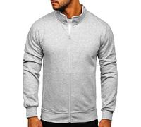 BOLF Hombre Sudadera Abierta sin Capucha Cierre de Cremallera Blusa Sweater Jersey Suéter de Algodón Outdoor Deporte Básico Ocio Estilo Deportivo B2002 Gris XXL [1A1]