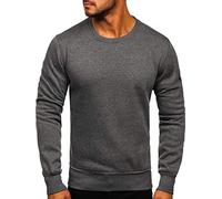 BOLF Hombre Sudadera Cerrada sin Capucha Pulóver Suéter Jersey Blusa Sweatshirt Fitness Outdoor Básico Estilo Casual 2001 Antracita M [1A1]
