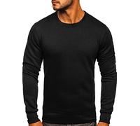 BOLF Hombre Sudadera Cerrada sin Capucha Pulóver Suéter Jersey Blusa Sweatshirt Fitness Outdoor Básico Estilo Casual 2001 Negro XL [1A1]